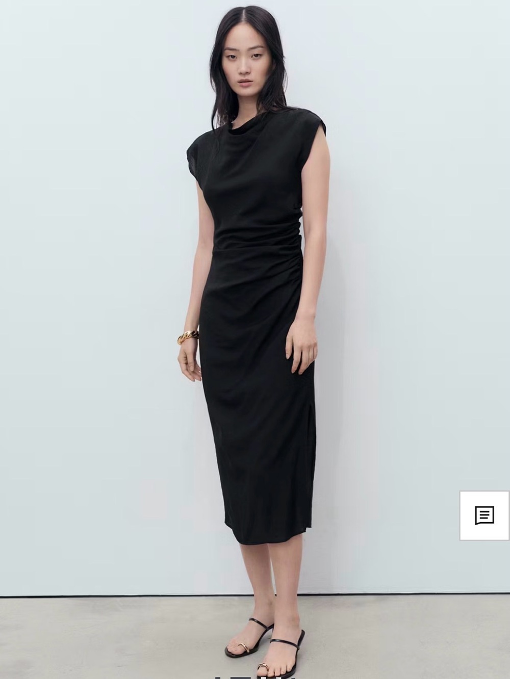 NEW Black Sleeveless Ruched Midi Dress - Women